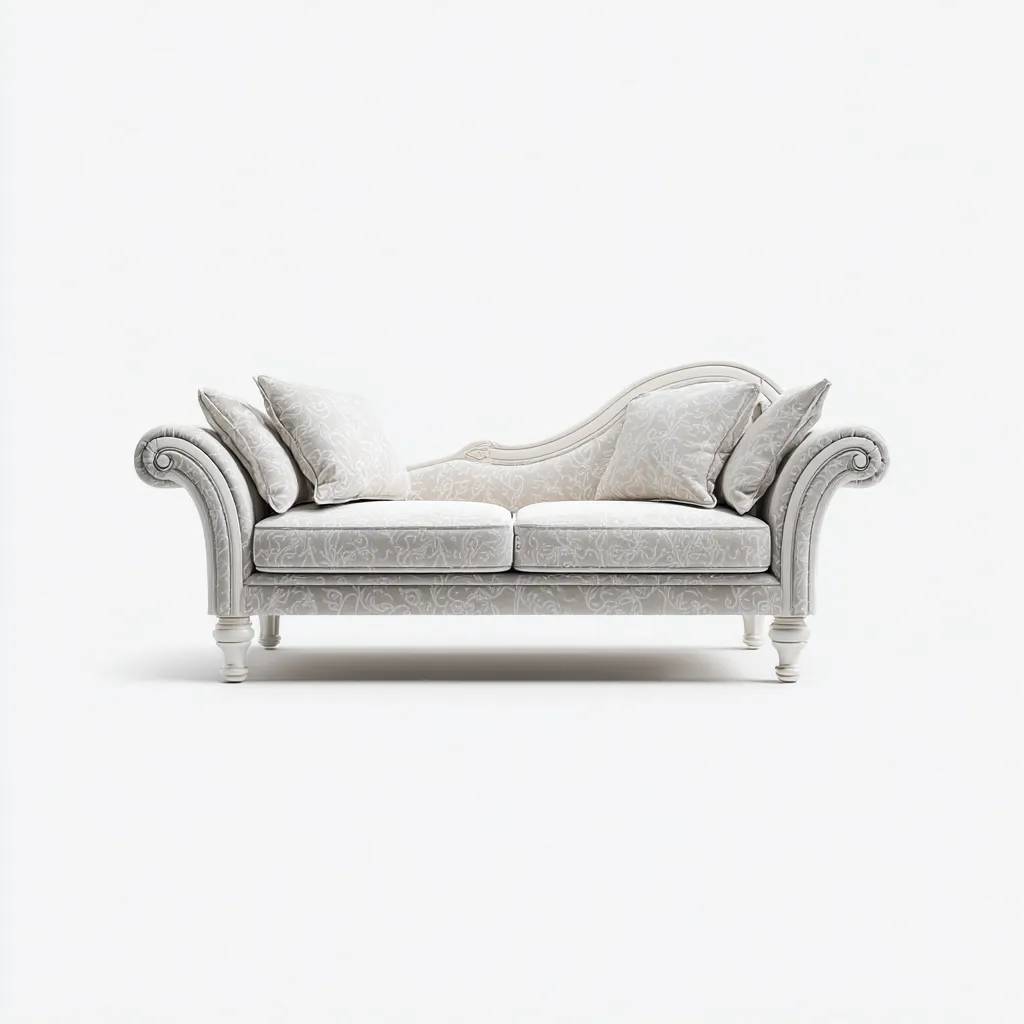 Chaise longue tissu sculpté 185x80x95 cm blanc adapté au salon design classique-Shelterilo