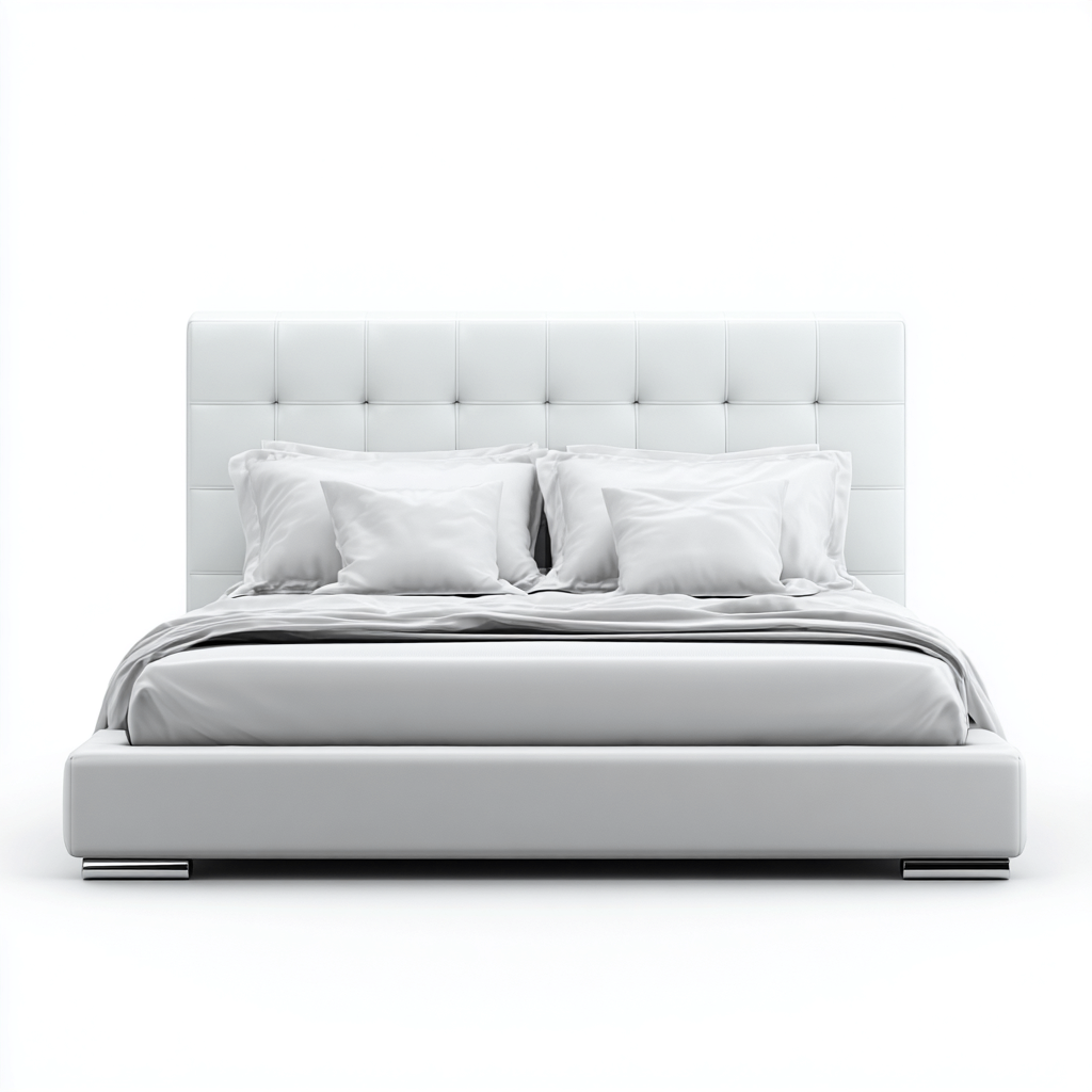 Lit double tissu rembourré 200x160x105 cm - blanc - design moderne - adapté à la chambre-Shelterilo