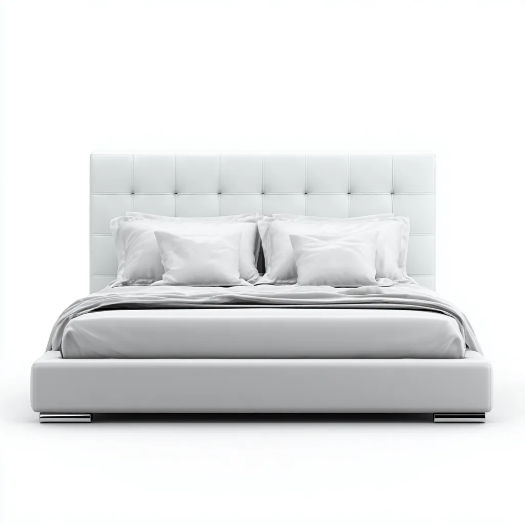 Lit double tissu rembourré 200x160x105 cm - blanc - design moderne - adapté à la chambre-Shelterilo