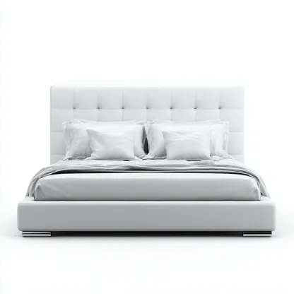 Lit double tissu rembourré 200x160x105 cm - blanc - design moderne - adapté à la chambre-Shelterilo