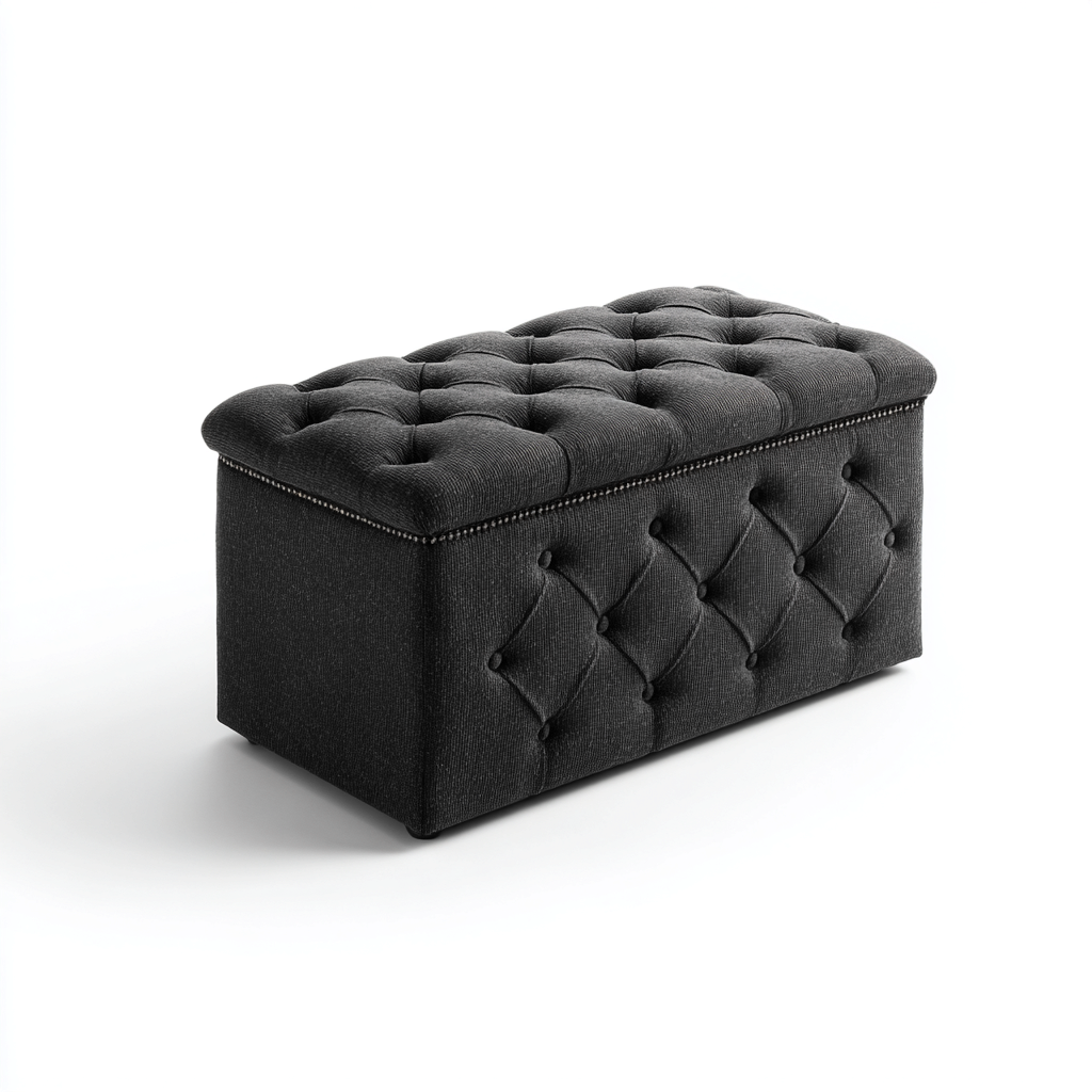 Banc d'entrée en tissu avec rangement - 90x40x45 cm - gris foncé - style capitonné-Shelterilo