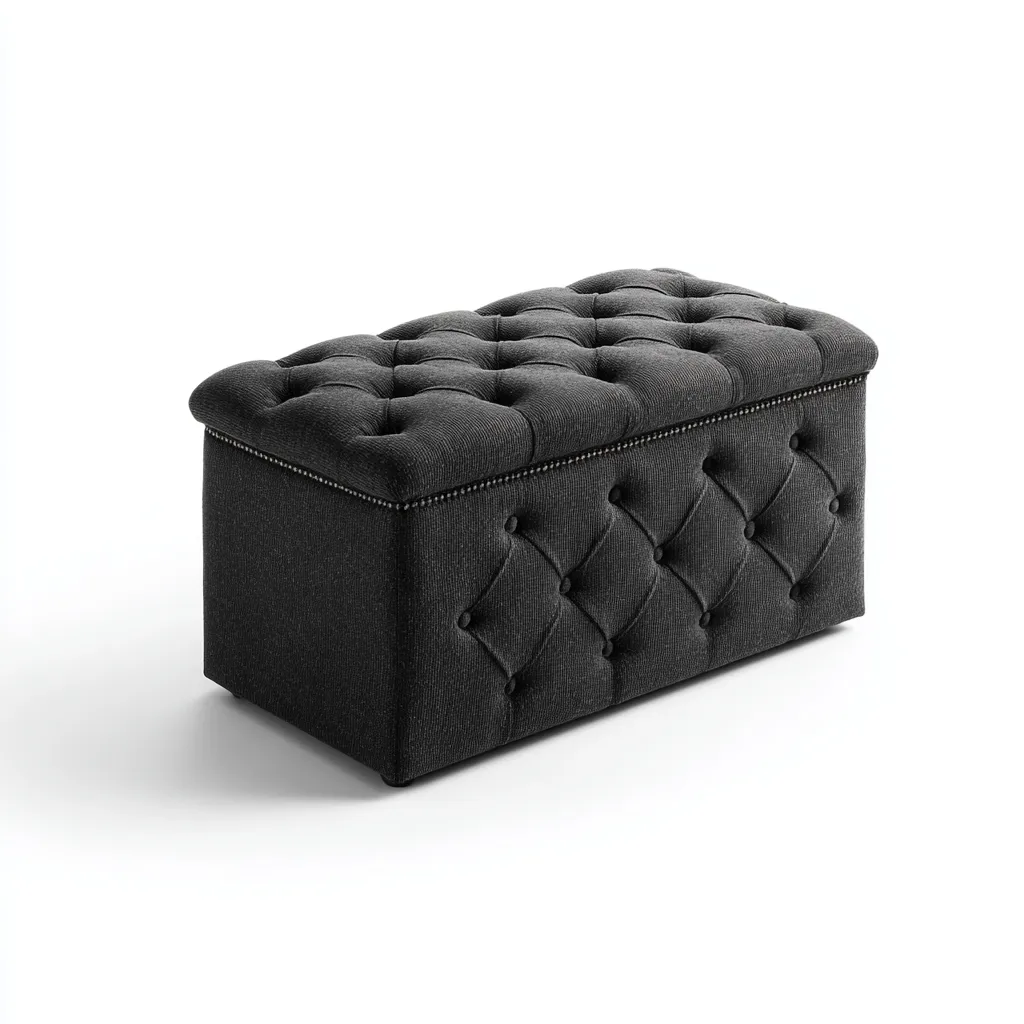 Banc d'entrée en tissu avec rangement - 90x40x45 cm - gris foncé - style capitonné-Shelterilo