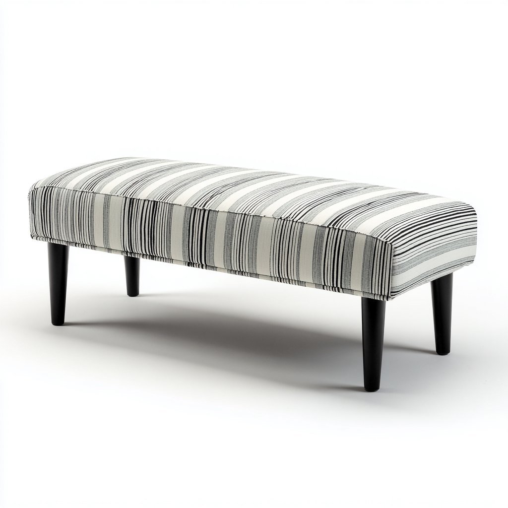 Banc d'entrée tissu rembourré 110x38x45 cm - blanc-noir - design moderne - adapté à l'entrée-Shelterilo