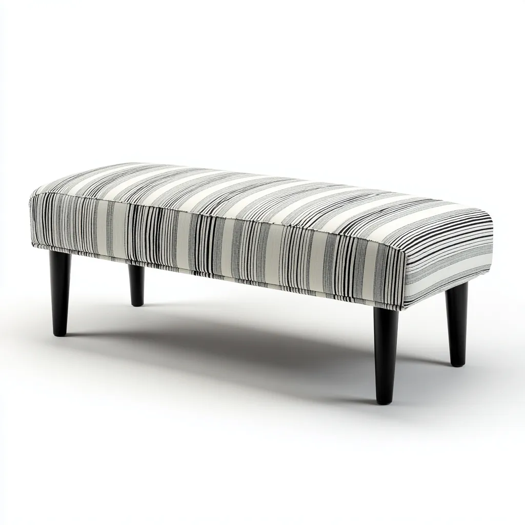 Banc d'entrée tissu rembourré 110x38x45 cm - blanc-noir - design moderne - adapté à l'entrée-Shelterilo