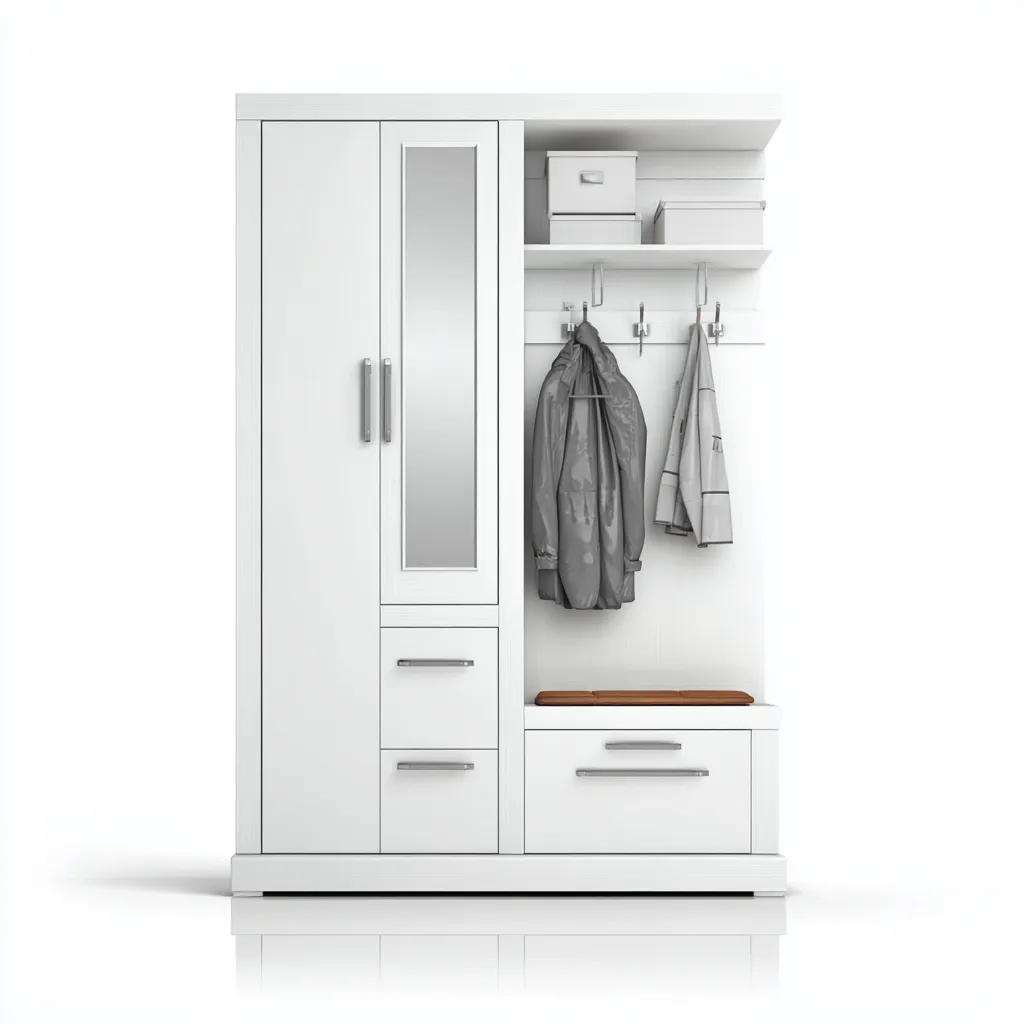 Portemanteau avec armoire 120x40x185 cm - bois blanc - adapté à l'entrée - design moderne-Shelterilo
