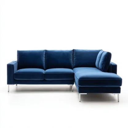 Canapé d'angle tissu 255x165x86 cm - bleu - adapté au salon - design moderne-Shelterilo