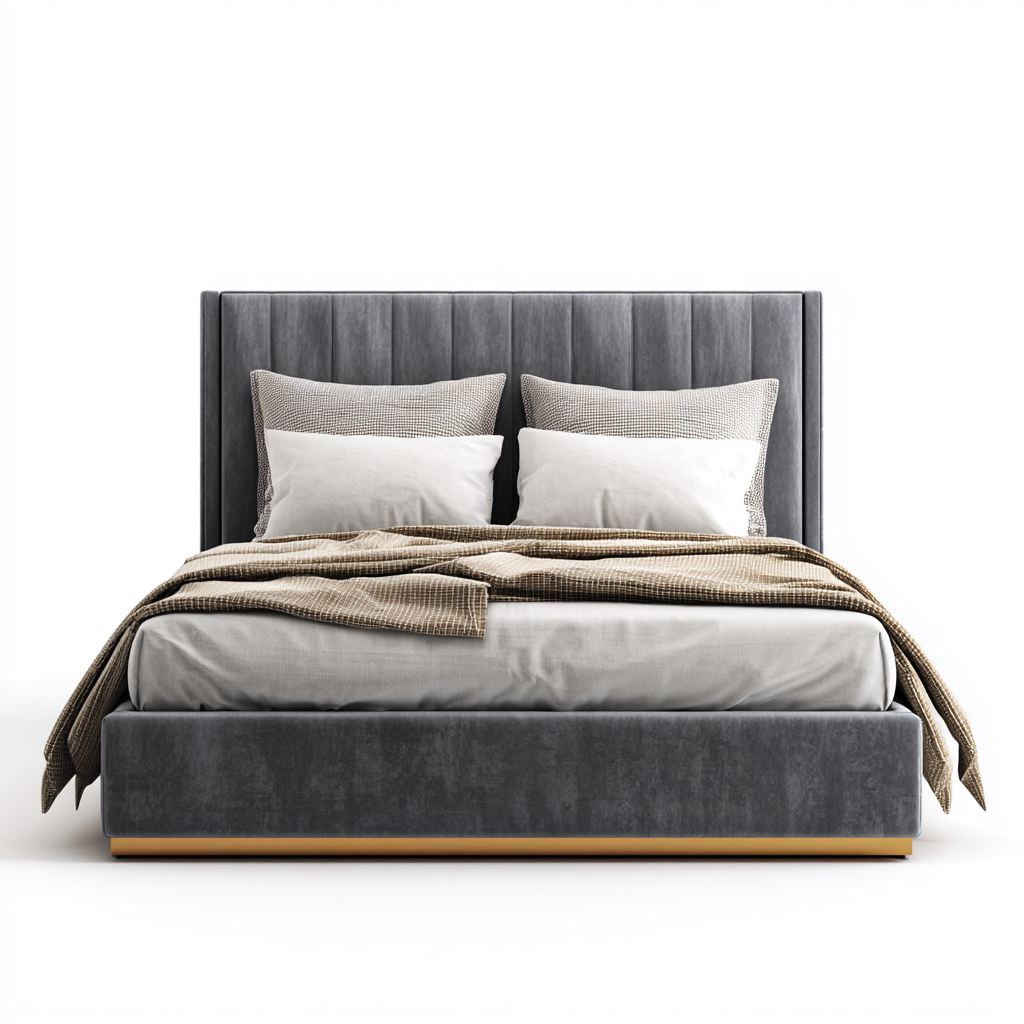 Double lit Tissu 200x160x110 cm - Gris - Design moderne-Shelterilo