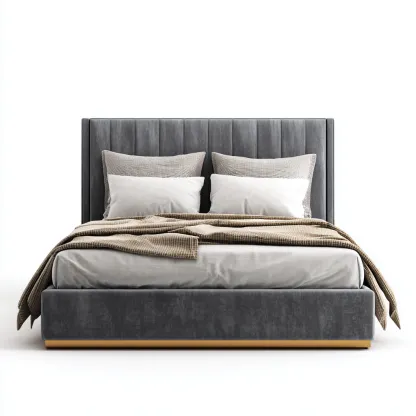 Double lit Tissu 200x160x110 cm - Gris - Design moderne-Shelterilo