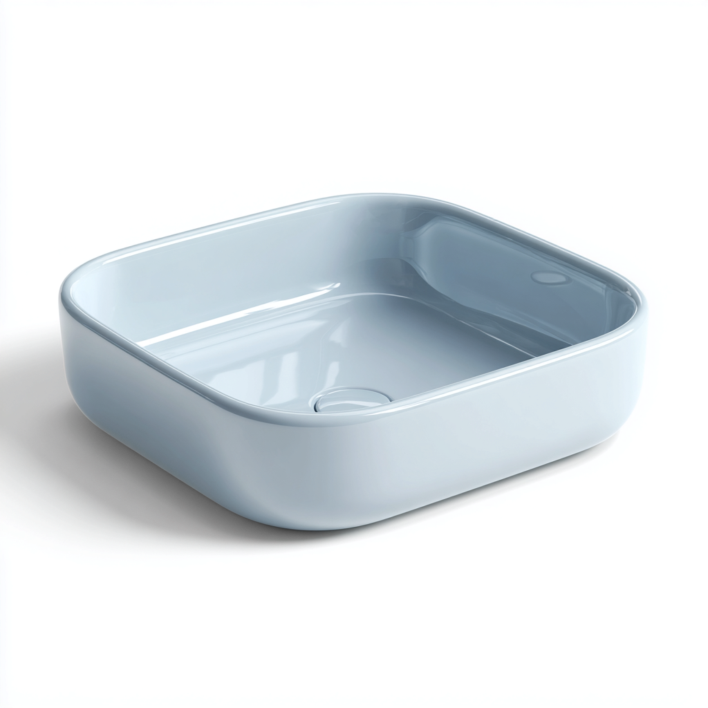 Lavabo vasque carrée en céramique 40x40x15 cm - bleu clair - design moderne-Shelterilo