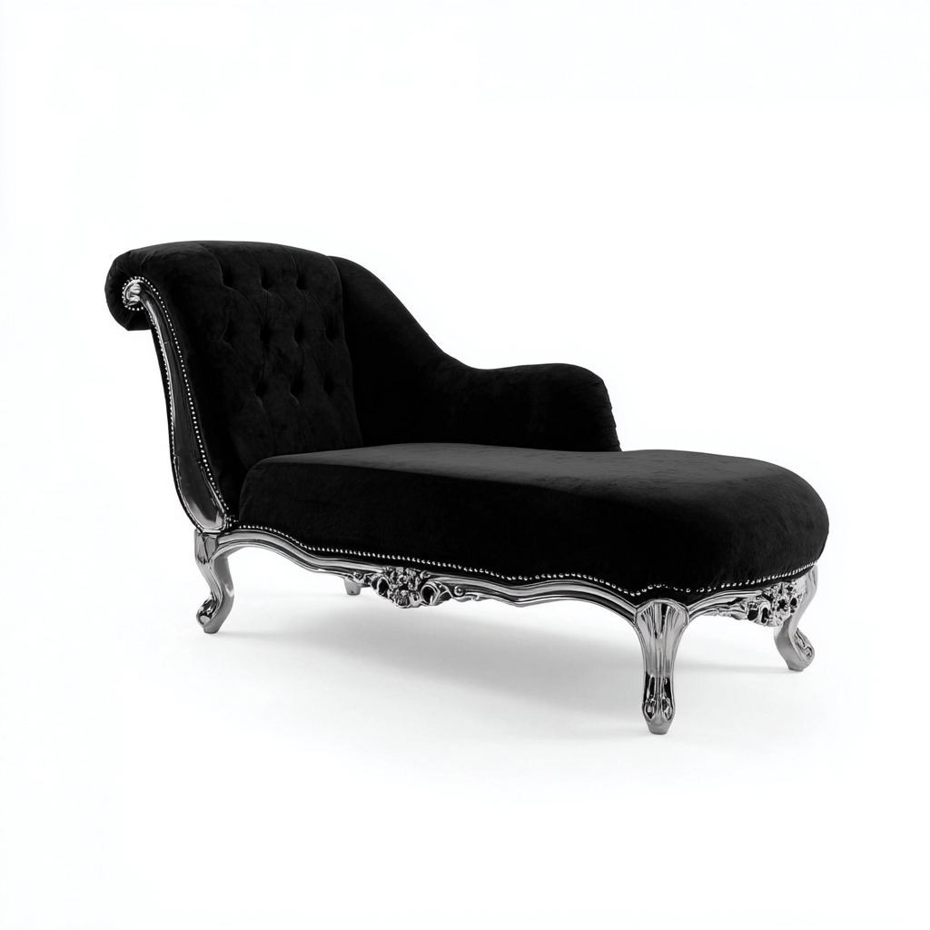 Chaise longue Tissu 190x80x90 cm - Noir - Style classique-Shelterilo