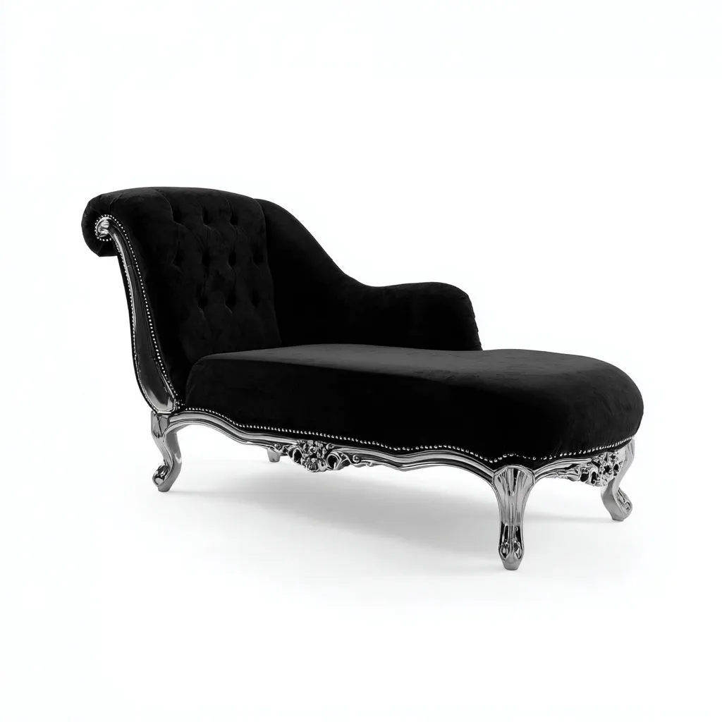 Chaise longue Tissu 190x80x90 cm - Noir - Style classique-Shelterilo