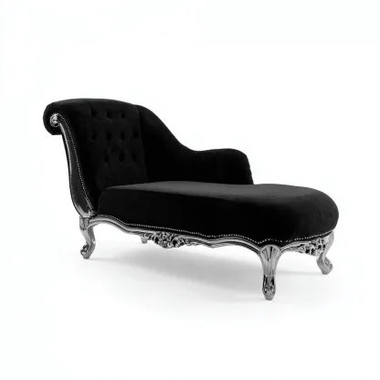 Chaise longue Tissu 190x80x90 cm - Noir - Style classique-Shelterilo