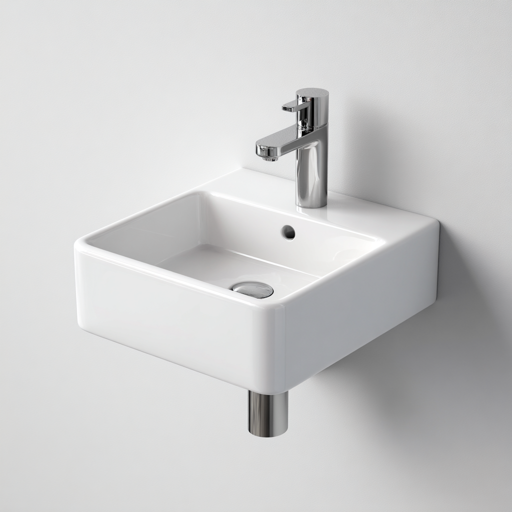 Lavabo céramique mural 40x35x15 cm blanc adapté à la salle de bain design moderne-Shelterilo