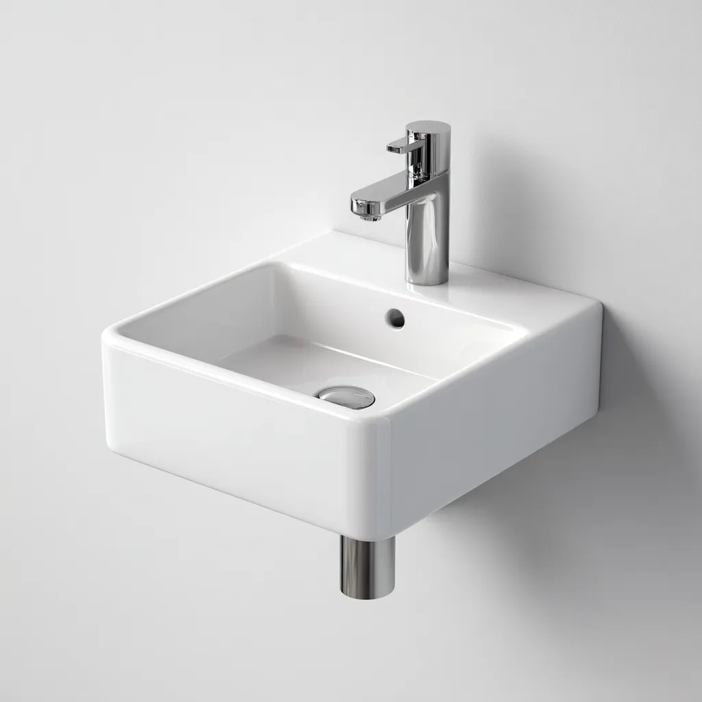 Lavabo céramique mural 40x35x15 cm blanc adapté à la salle de bain design moderne-Shelterilo