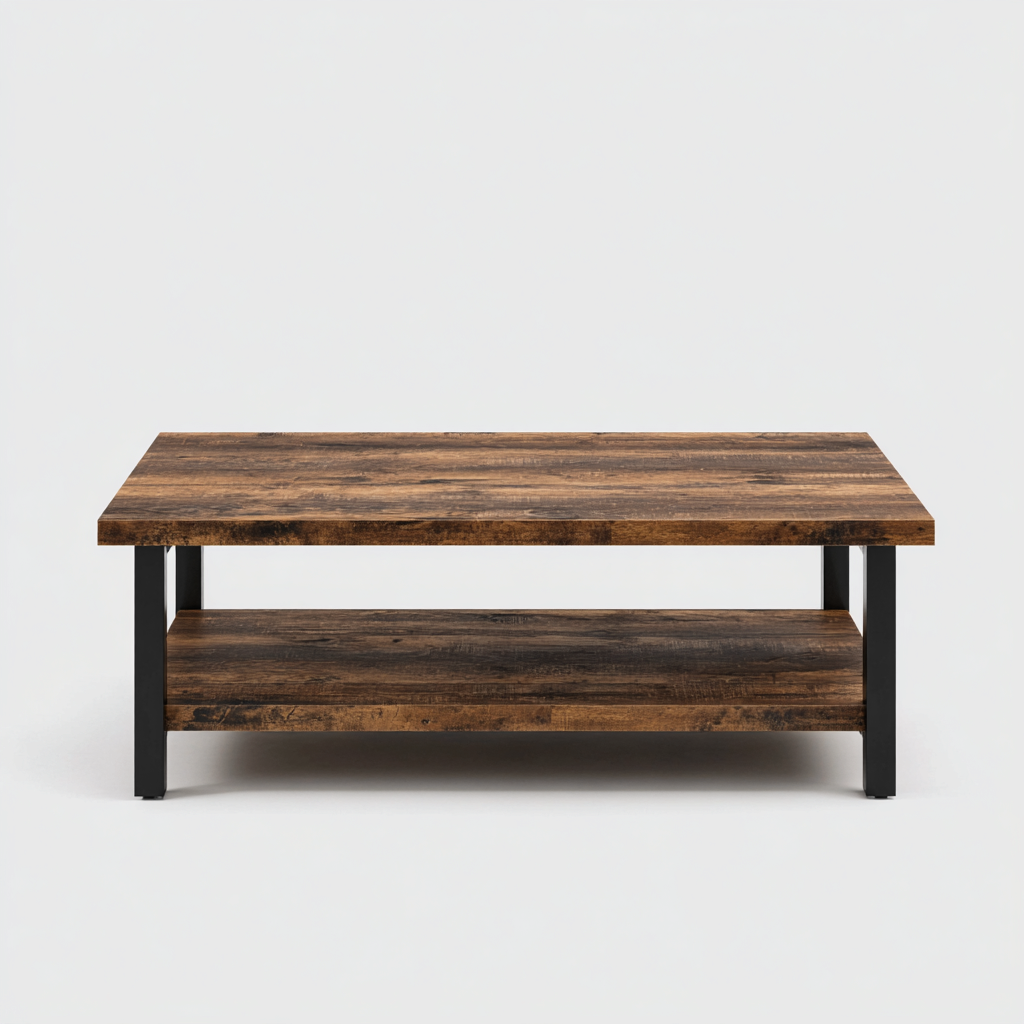 Table basse bois 105x55x45 cm marron adaptée au salon style industriel-Shelterilo