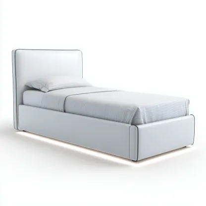 Lit 1 place en tissu 200x100x95 cm - blanc - style moderne-Shelterilo