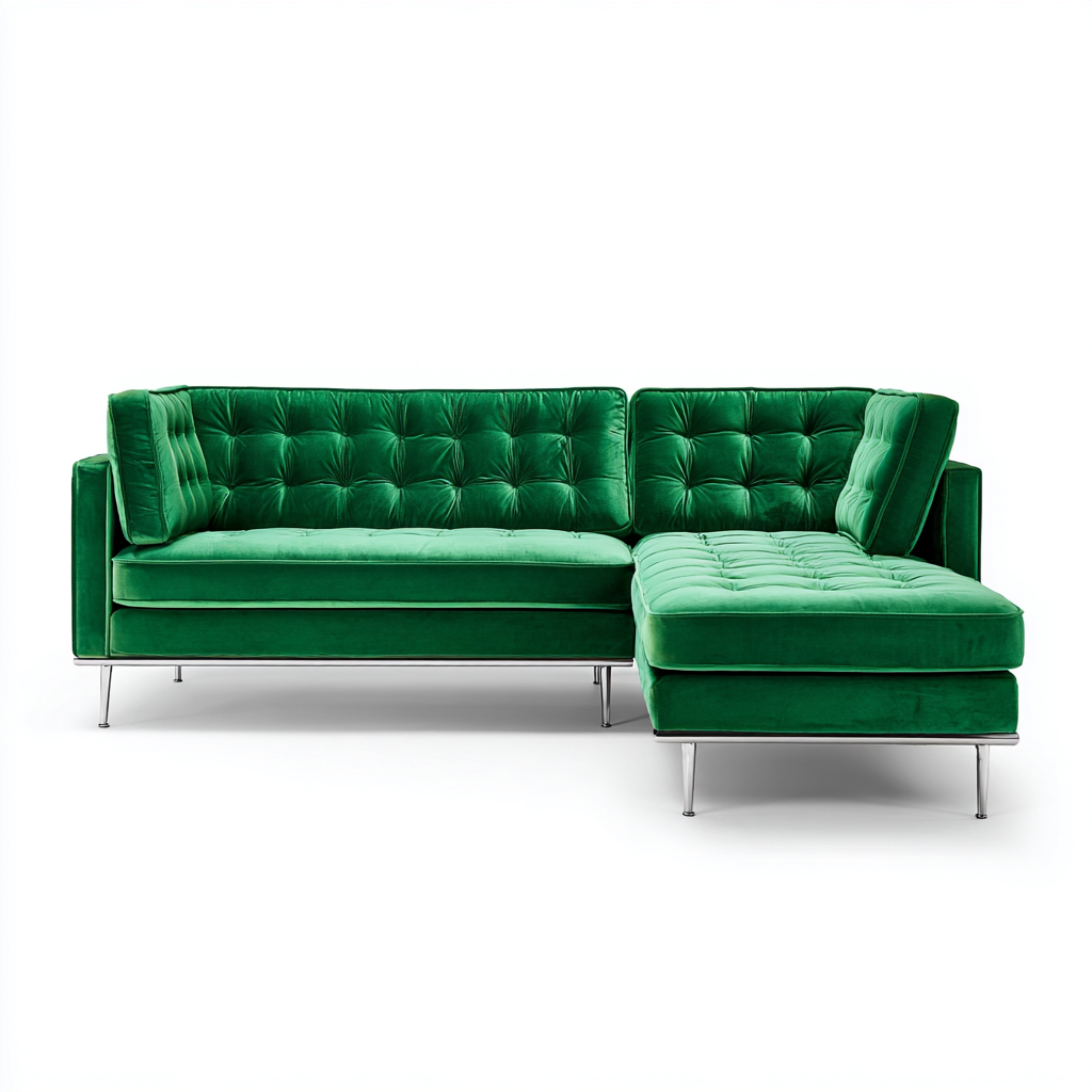 Canapé d'angle tissu 260x165x85 cm - vert - style moderne capitonné-Shelterilo