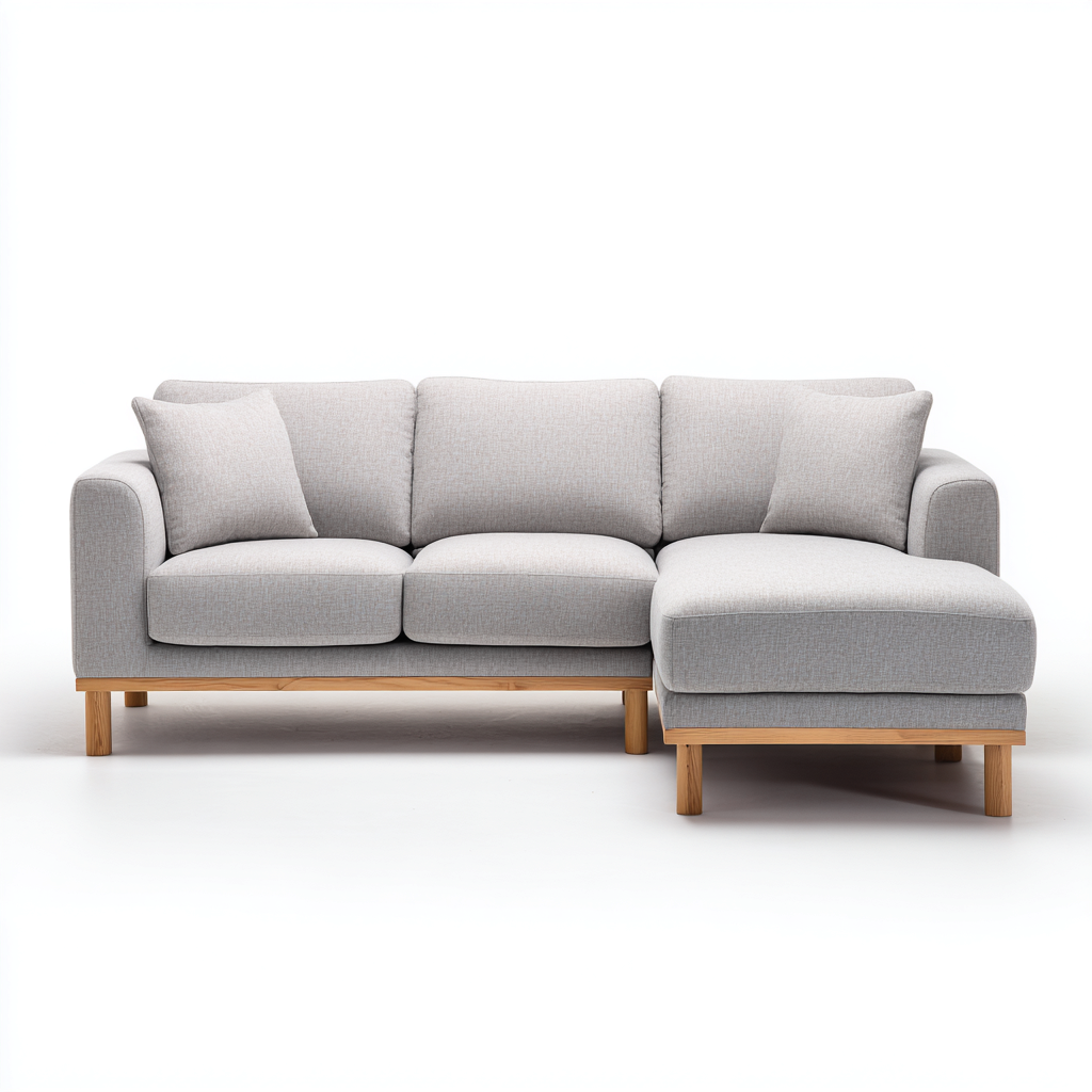 Canapé d'angle Tissu 255x155x85 cm - Gris - Design moderne-Shelterilo