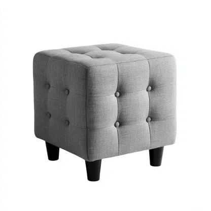 Repose-pieds tissu 35x35x45 cm gris adapté au salon design moderne-Shelterilo