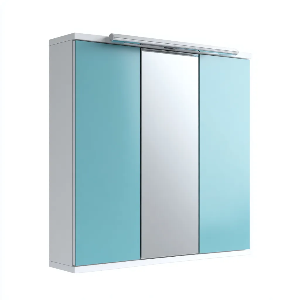 Rangement de salle de bain armoire murale avec miroir 75x15x60 cm - blanc-bleu - design moderne-Shelterilo
