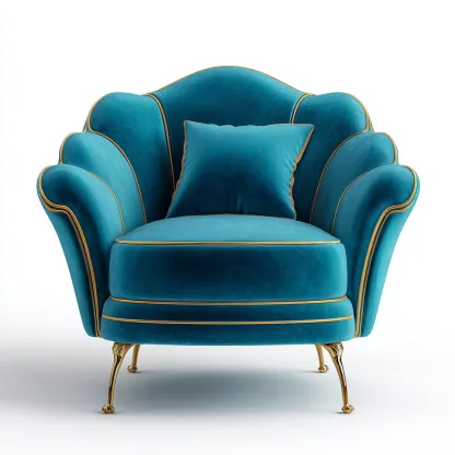 Fauteuil velours 90x85x95 cm bleu adapté au salon style moderne-Shelterilo