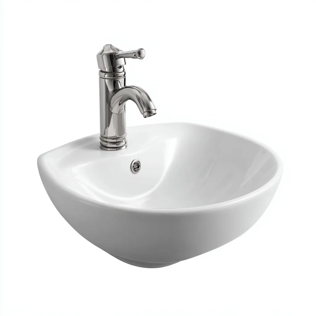 Lavabo céramique ovale 50x45x17 cm blanc adapté à la salle de bain design moderne-Shelterilo
