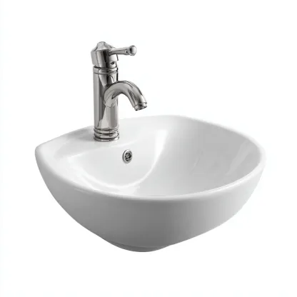 Lavabo céramique ovale 50x45x17 cm blanc adapté à la salle de bain design moderne-Shelterilo