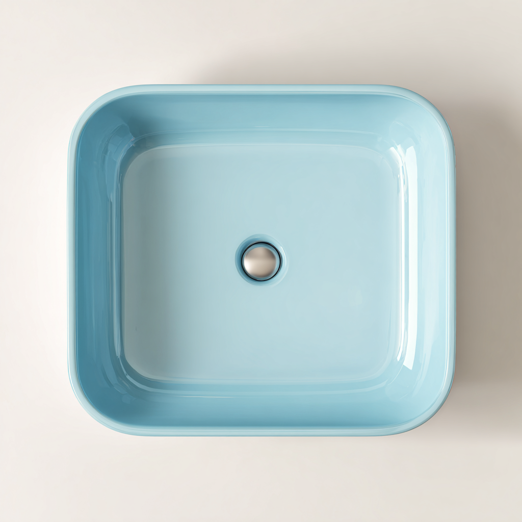 Lavabo Céramique 45x45x15 cm - Bleu - Design moderne-Shelterilo