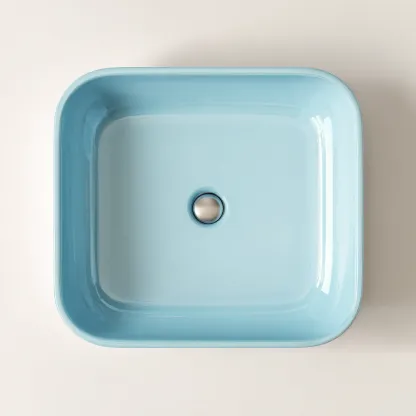 Lavabo Céramique 45x45x15 cm - Bleu - Design moderne-Shelterilo