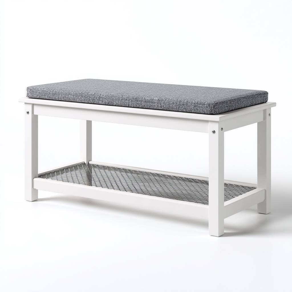 Meuble à chaussures bois et tissu 82x33x50 cm - blanc - design fonctionnel - adapté à l'entrée-Shelterilo