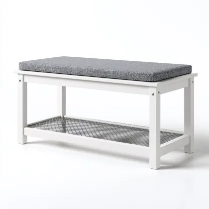 Meuble à chaussures bois et tissu 82x33x50 cm - blanc - design fonctionnel - adapté à l'entrée-Shelterilo