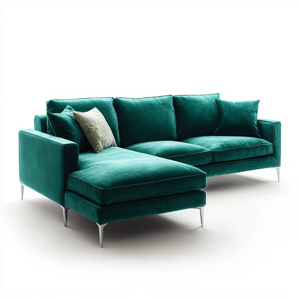 Canapé d'angle velours 280x160x85 cm vert émeraude adapté au salon design moderne-Shelterilo