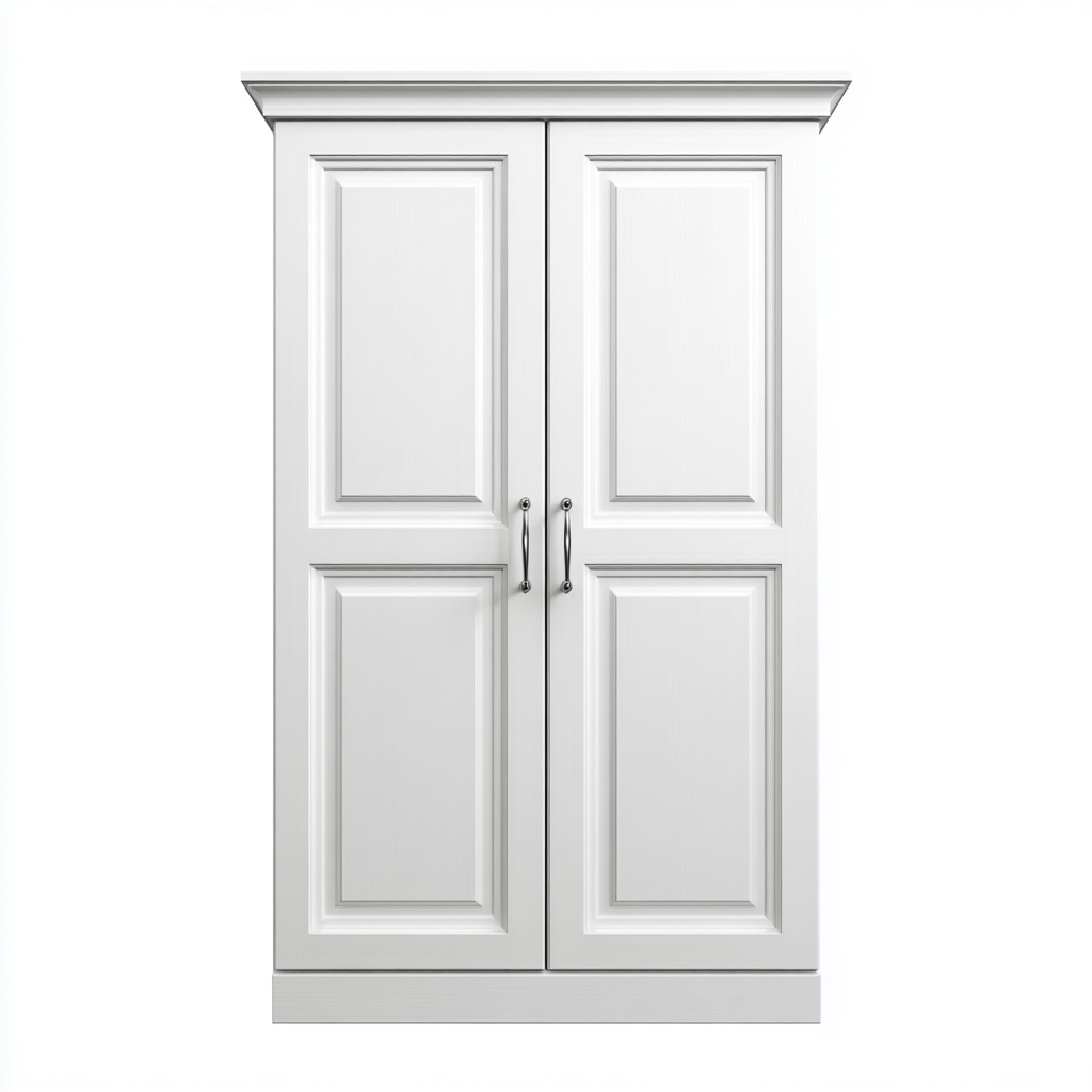 Armoire panneau 180x90x45 cm - blanc - adapté au salon - style classique-Shelterilo