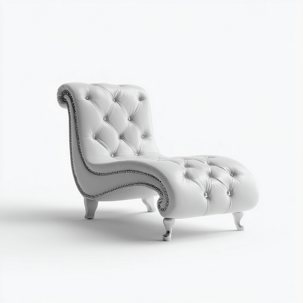 Chaise longue simili cuir 160x70x90 cm blanc adaptée au salon style classique-Shelterilo