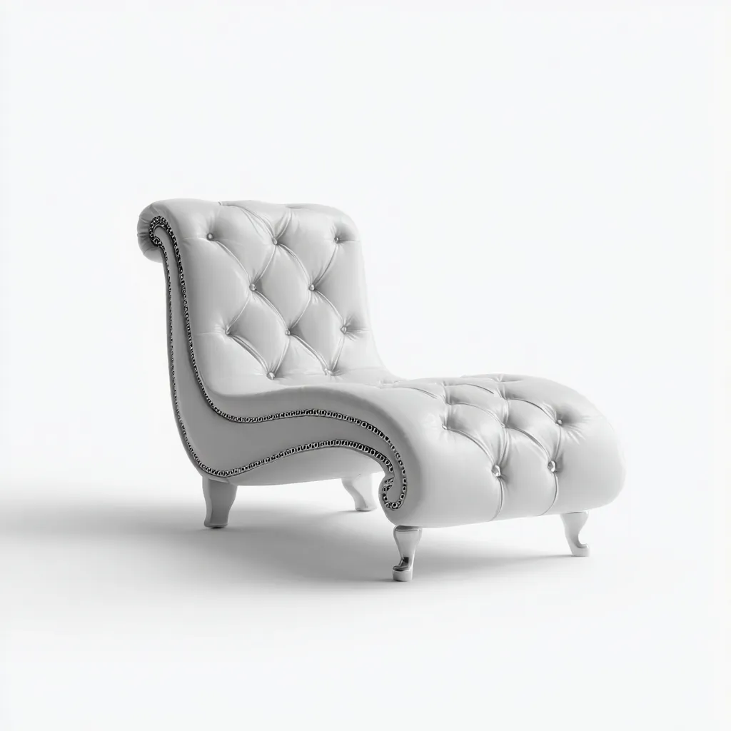 Chaise longue simili cuir 160x70x90 cm blanc adaptée au salon style classique-Shelterilo