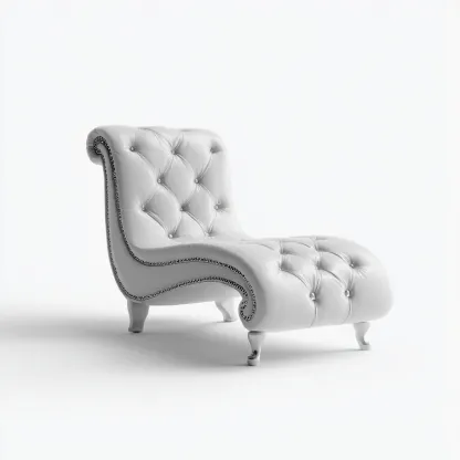 Chaise longue simili cuir 160x70x90 cm blanc adaptée au salon style classique-Shelterilo