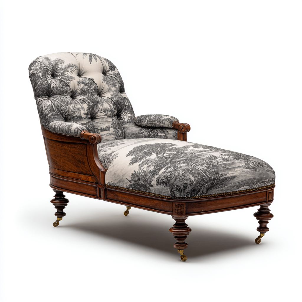 Chaise longue tissu 170x78x88 cm - gris-noir - style classique capitonné-Shelterilo