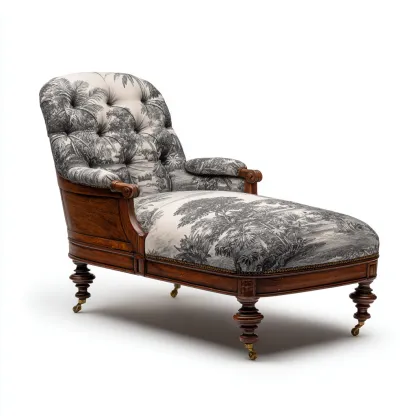 Chaise longue tissu 170x78x88 cm - gris-noir - style classique capitonné-Shelterilo