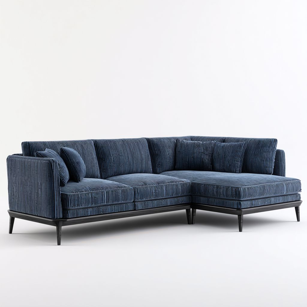 Canapé d'angle tissu 250x160x85 cm - bleu - design moderne-Shelterilo