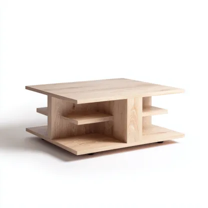 Table basse bois 80x80x40 cm beige adaptée au salon style moderne-Shelterilo