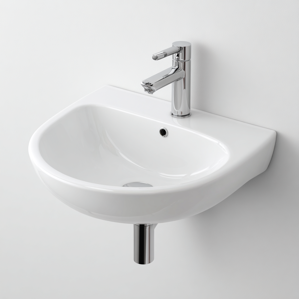 Lavabo mural en céramique 45x35x16 cm - blanc - design compact-Shelterilo