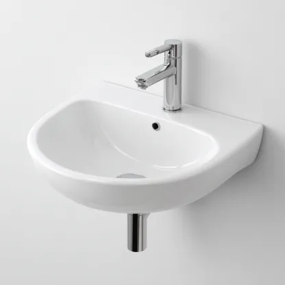 Lavabo mural en céramique 45x35x16 cm - blanc - design compact-Shelterilo