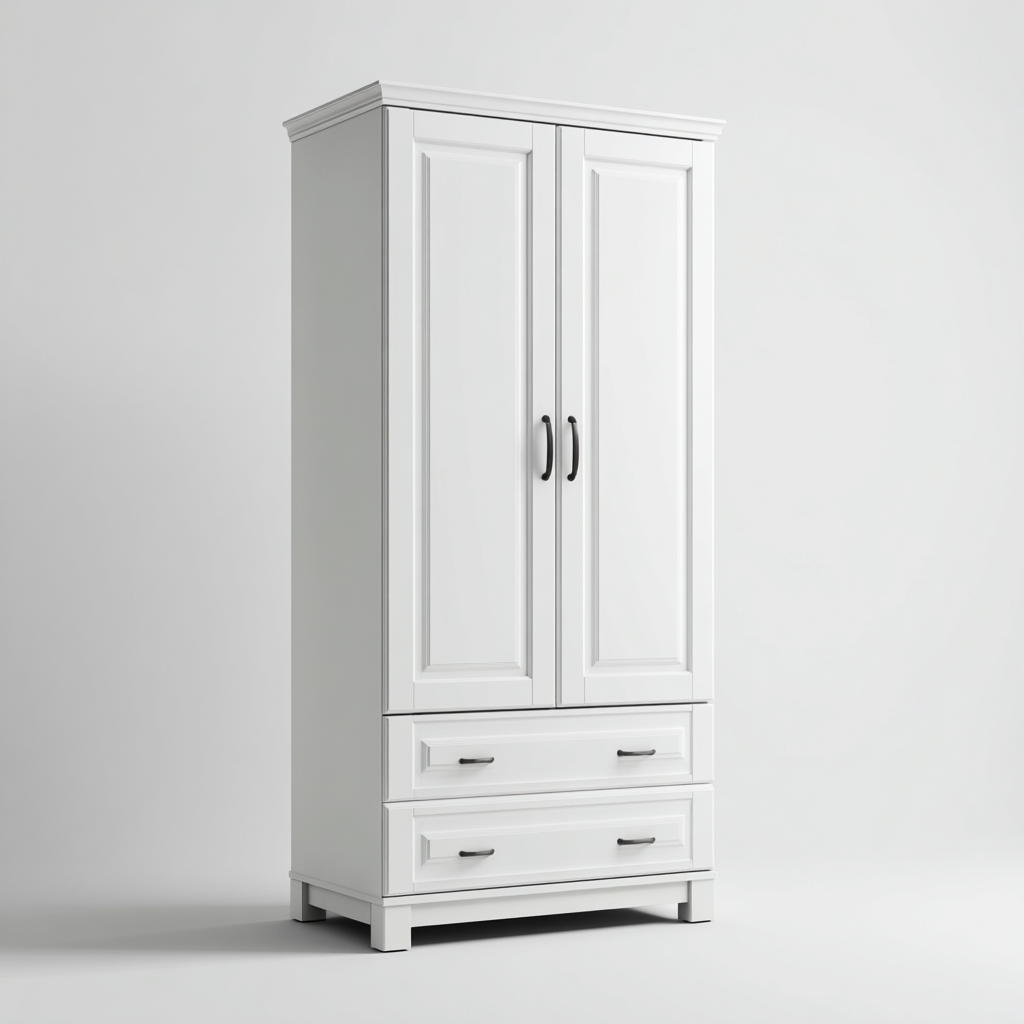 Armoire panneau 180x90x50 cm - blanc - adapté au salon - style classique-Shelterilo