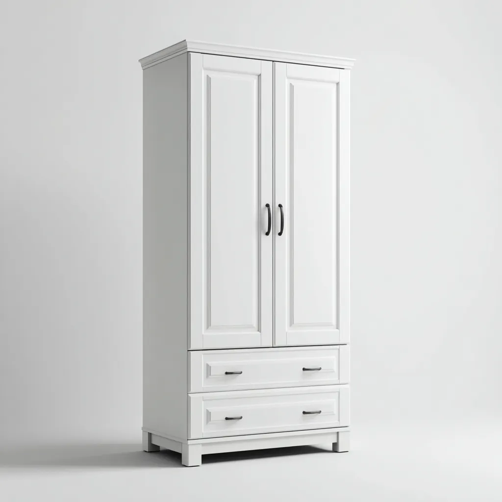 Armoire panneau 180x90x50 cm - blanc - adapté au salon - style classique-Shelterilo