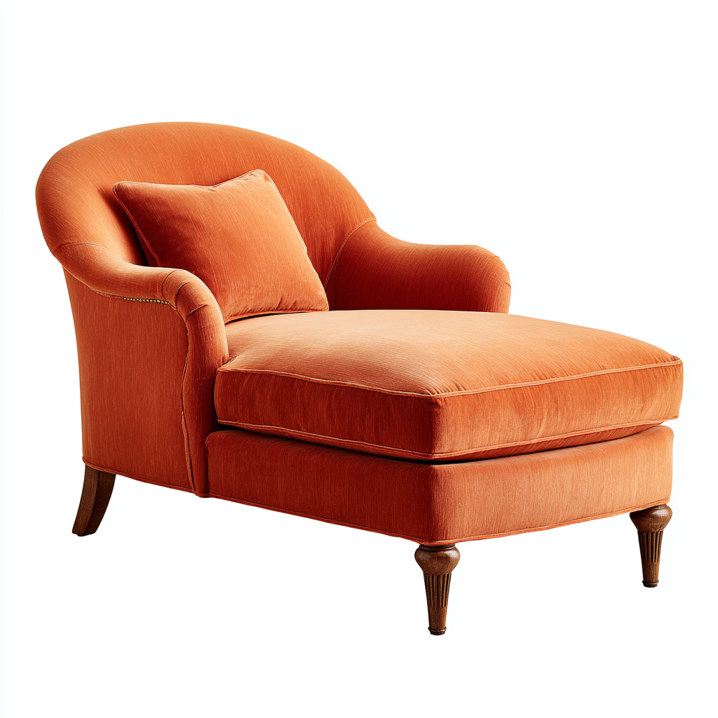 Chaise longue velours 165x80x94 cm orange adapté au salon design classique-Shelterilo