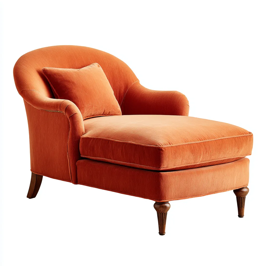 Chaise longue velours 165x80x94 cm orange adapté au salon design classique-Shelterilo