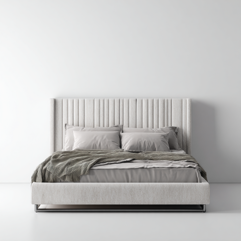 Lit double en tissu - 200x160x115 cm - beige - style moderne-Shelterilo