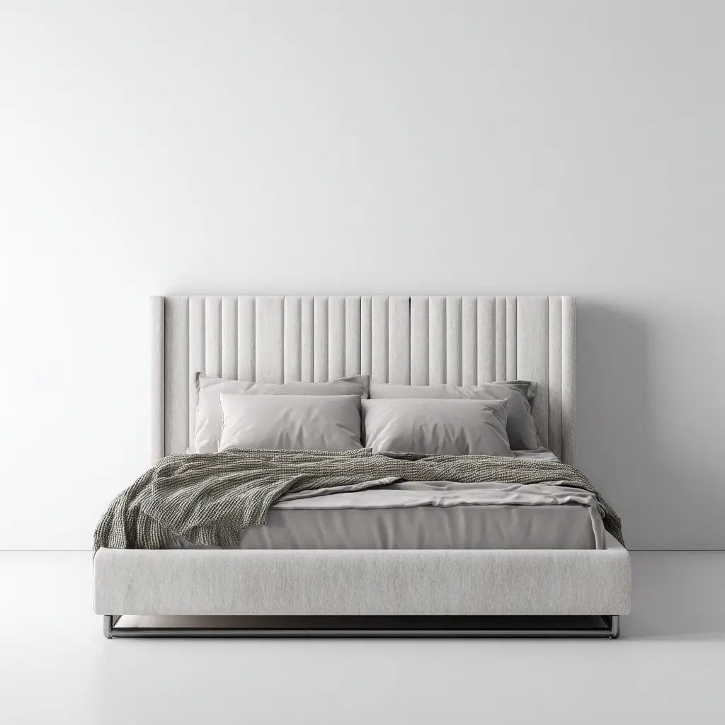 Lit double en tissu - 200x160x115 cm - beige - style moderne-Shelterilo