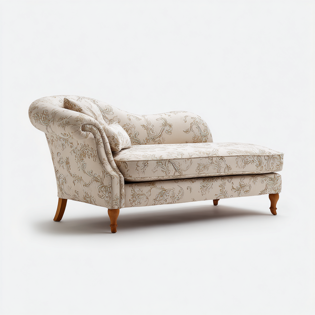 Chaise longue tissu motif 178x80x92 cm beige adapté au salon design classique-Shelterilo