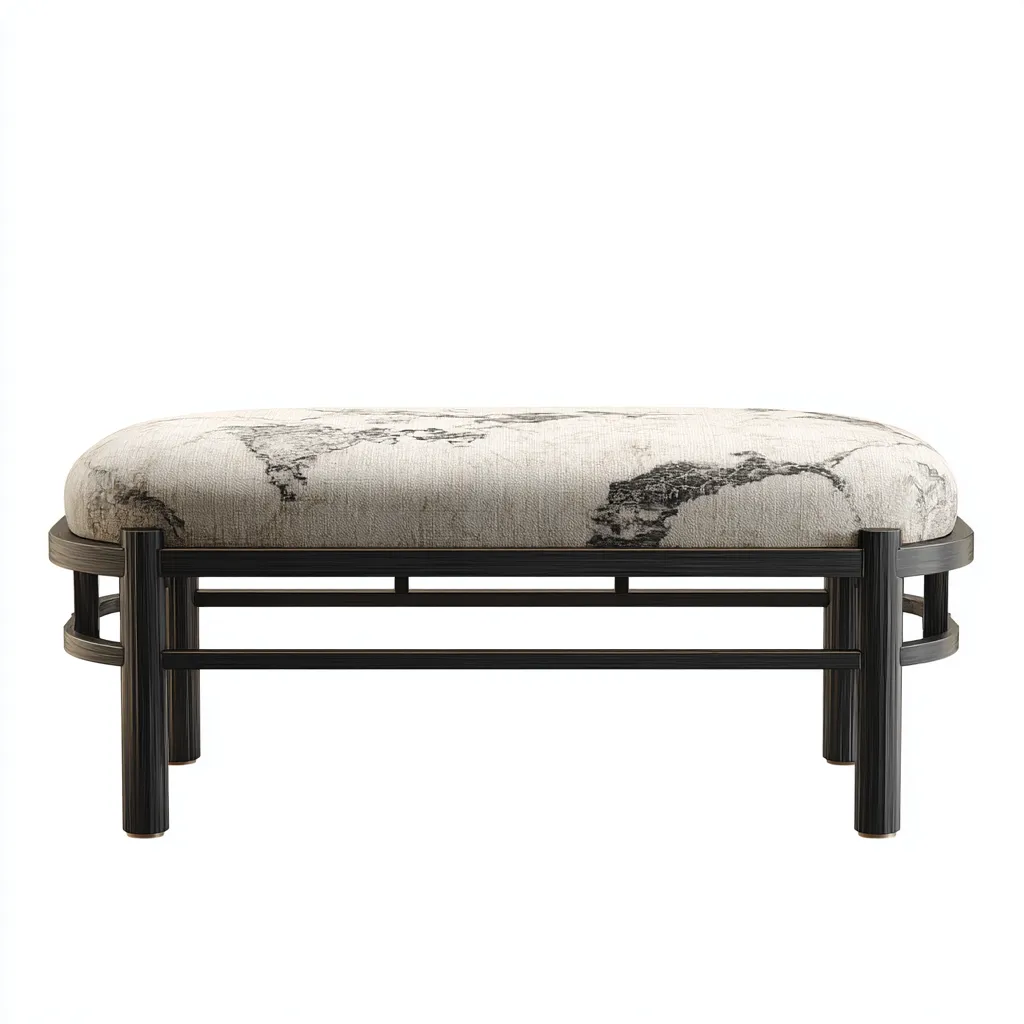 Banc d'entrée tissu rembourré 110x40x45 cm - beige-noir - design moderne - adapté à l'entrée-Shelterilo